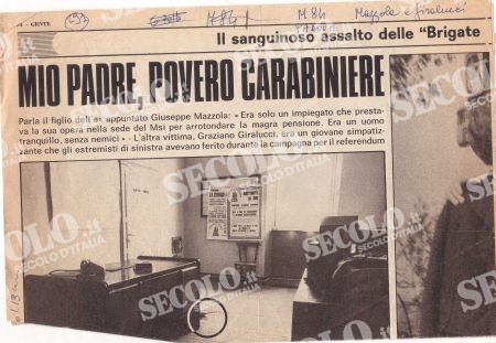 VITTIME DI PARTITO GIRALUCCI GRAZIANO MAZZOLA GIUSEPPE 15