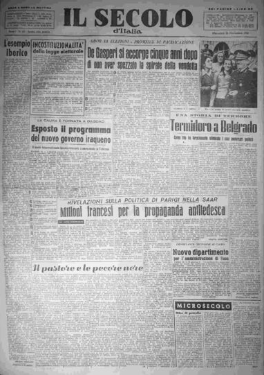 mercoledì 26 novembre 1952