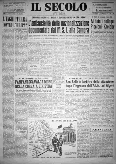 martedì 31 luglio 1962