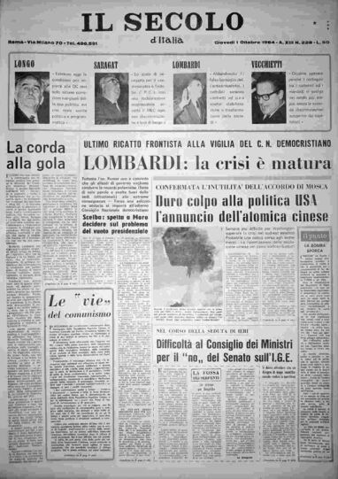giovedì 1 ottobre 1964