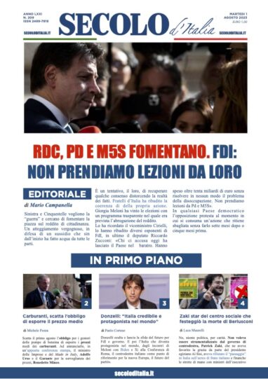 Lunedi 1 agosto 2022