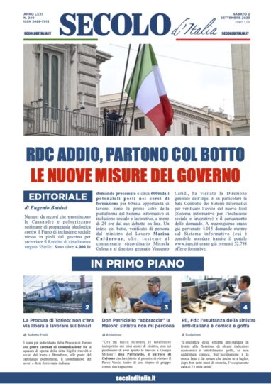 Sabato 2 settembre 2023