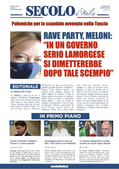 Martedi 20 Agosto 2019