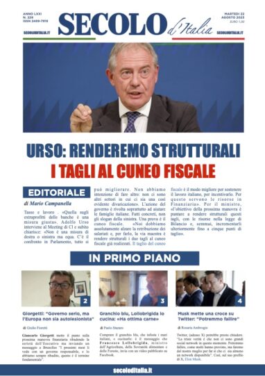 Martedi 22 agosto 2023