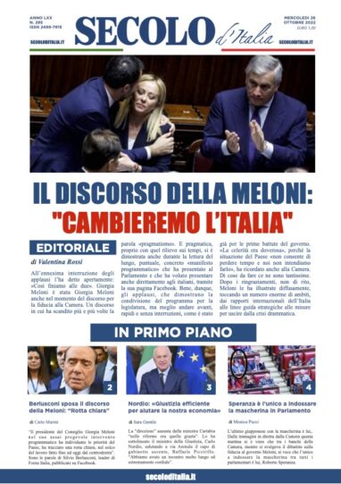 Mercoledi 26 ottobre 2022