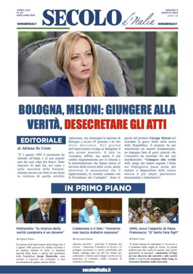 Giovedi 3 agosto 2023