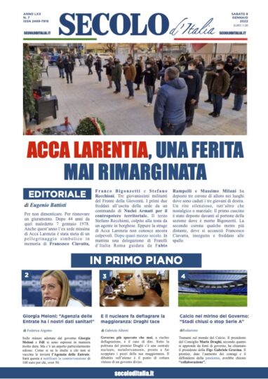 Mercoledi 8 Gennaio 2020