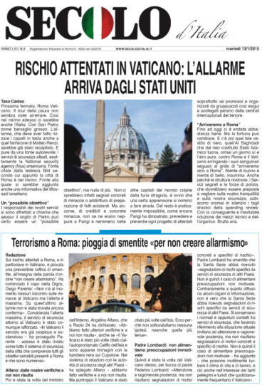 Martedì 13 gennaio 2015