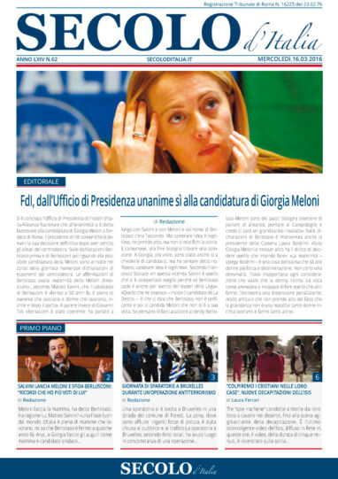 Mercoledì 16 marzo 2016