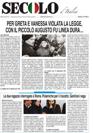 Sabato 17 gennaio 2015
