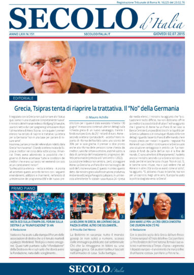 Giovedì 2 luglio 2015