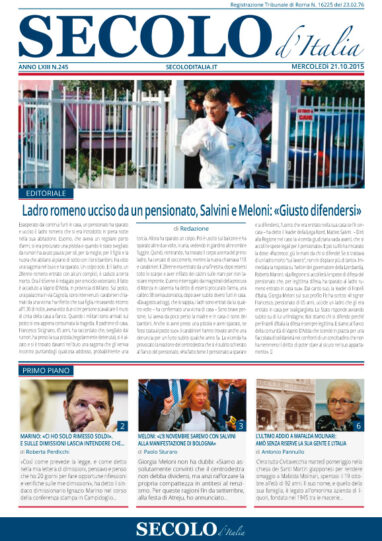 Mercoledì 21 ottobre 2015