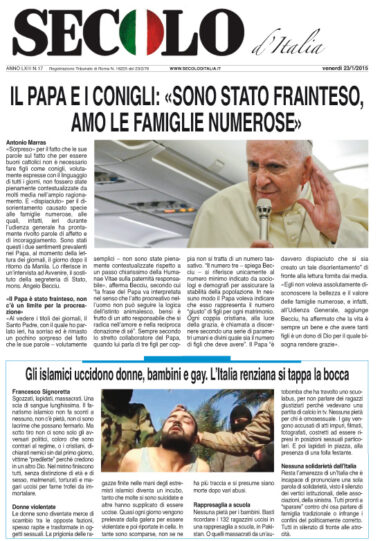 Venerdì 23 gennaio 2015