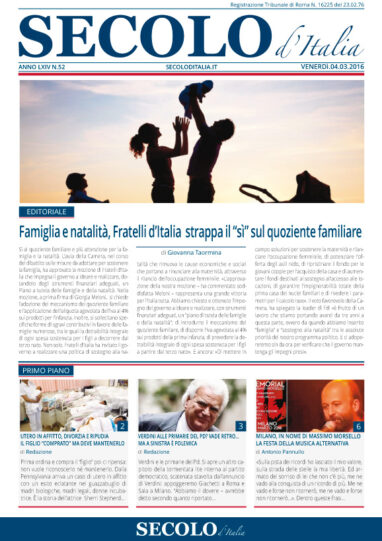 Venerdì 4 marzo 2016