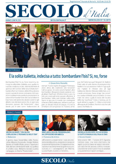 Mercoledì 7 ottobre 2015