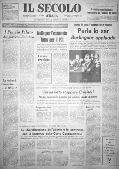 mercoledì 25 febbraio 1976