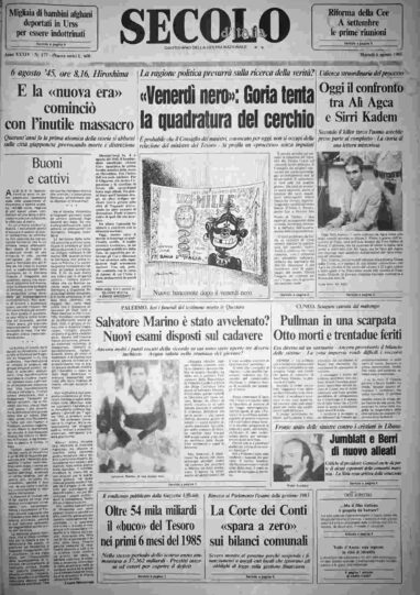 martedì 6 agosto 1985