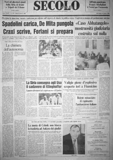 mercoledì 16 ottobre 1985