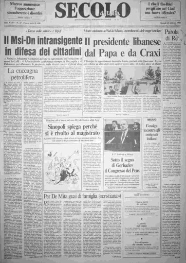 giovedì 20 febbraio 1986