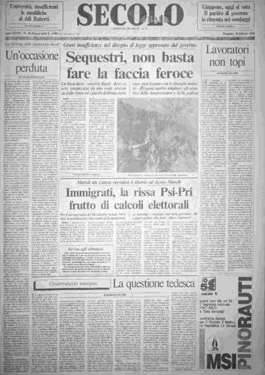 domenica 18 febbraio 1990