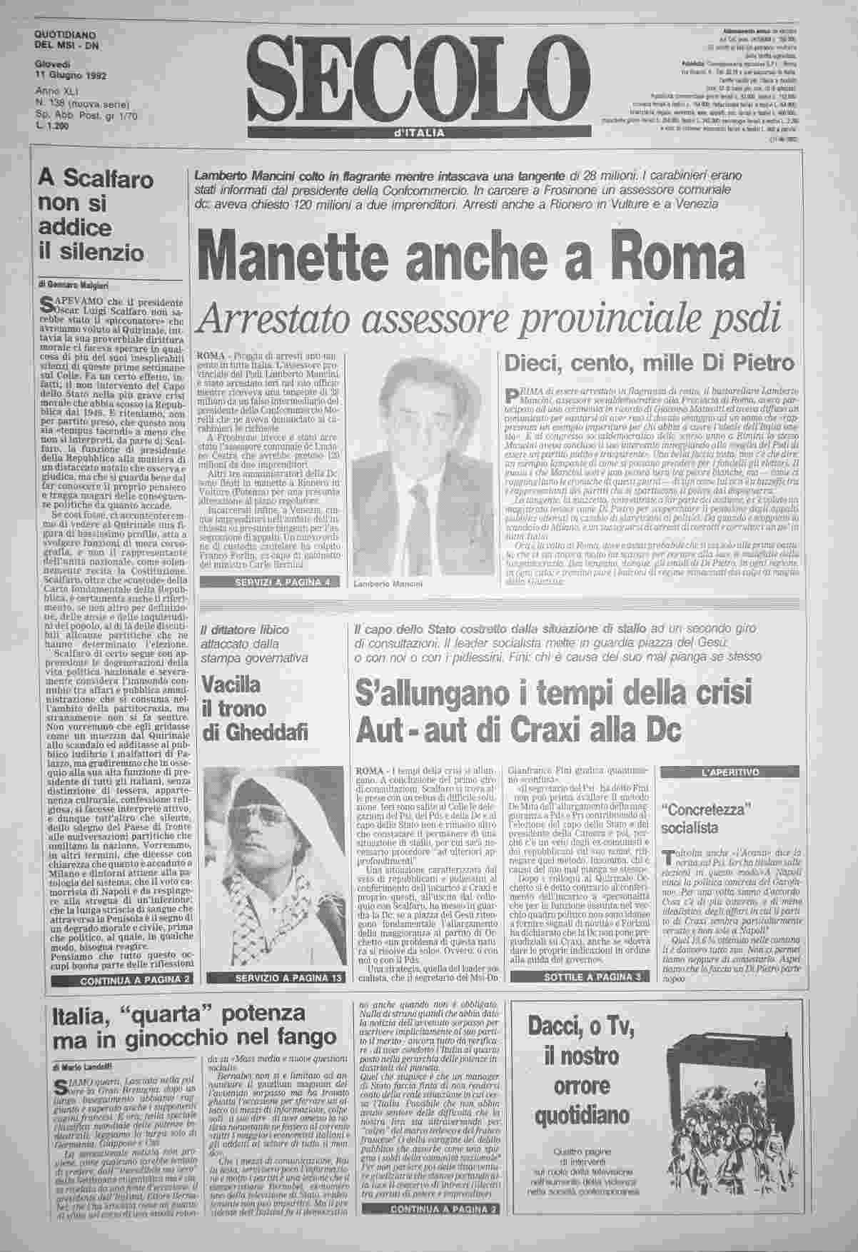 giovedì 11 giugno 1992