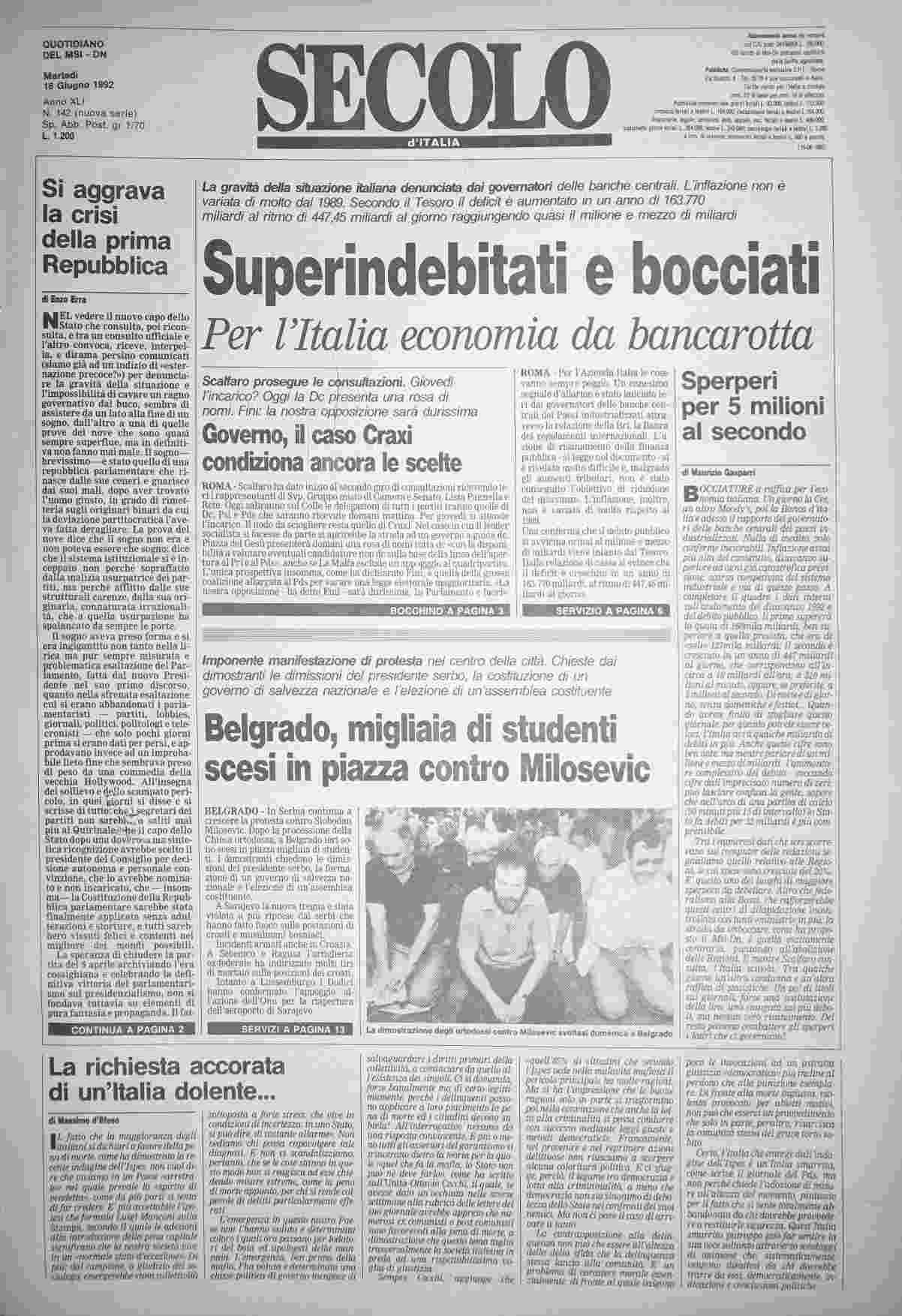 martedì 16 giugno 1992