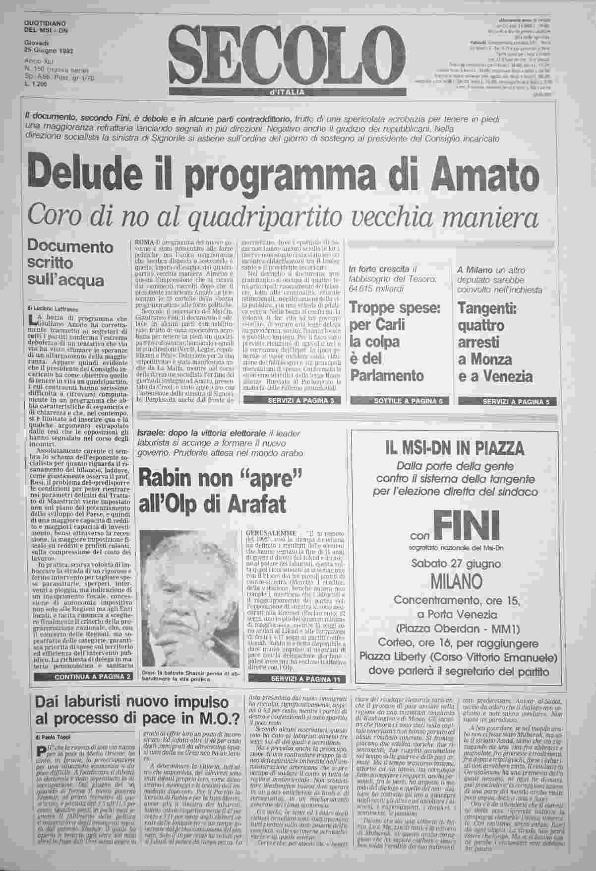 giovedì 25 giugno 1992