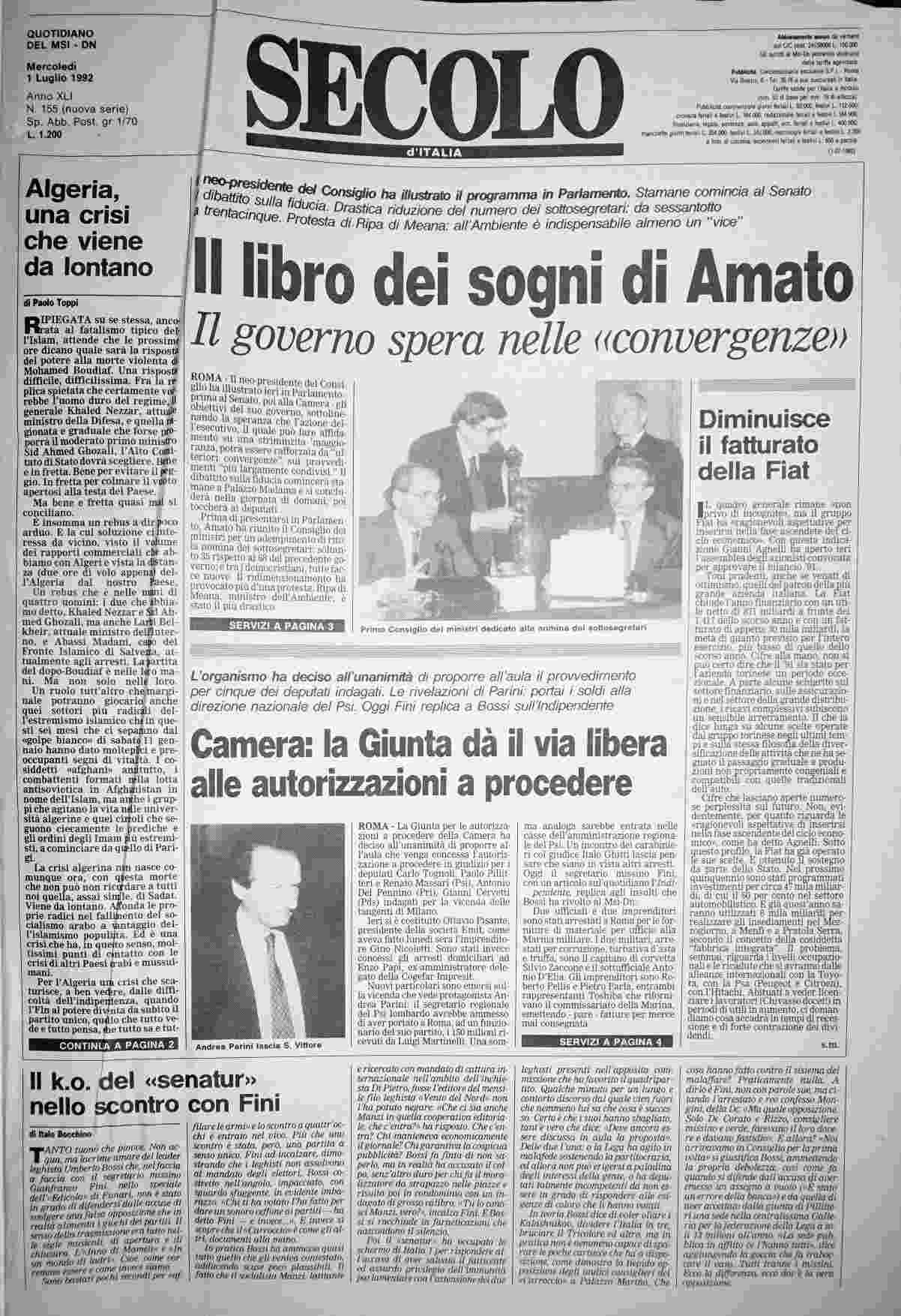 mercoledì 1 luglio 1992