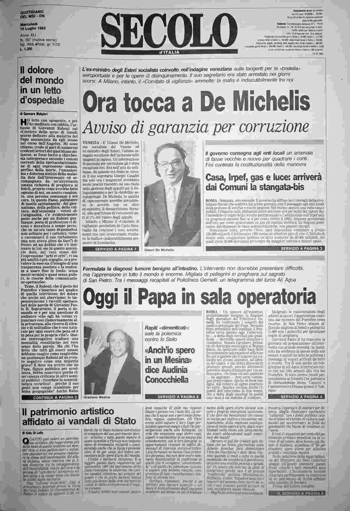 mercoledì 15 luglio 1992