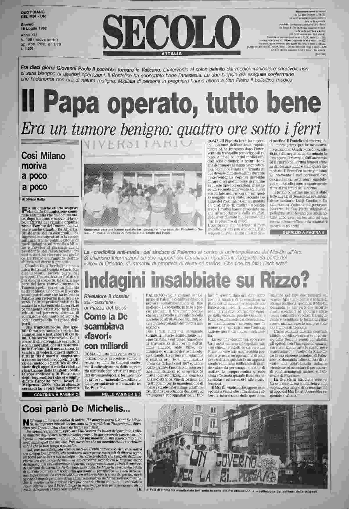 giovedì 16 luglio 1992