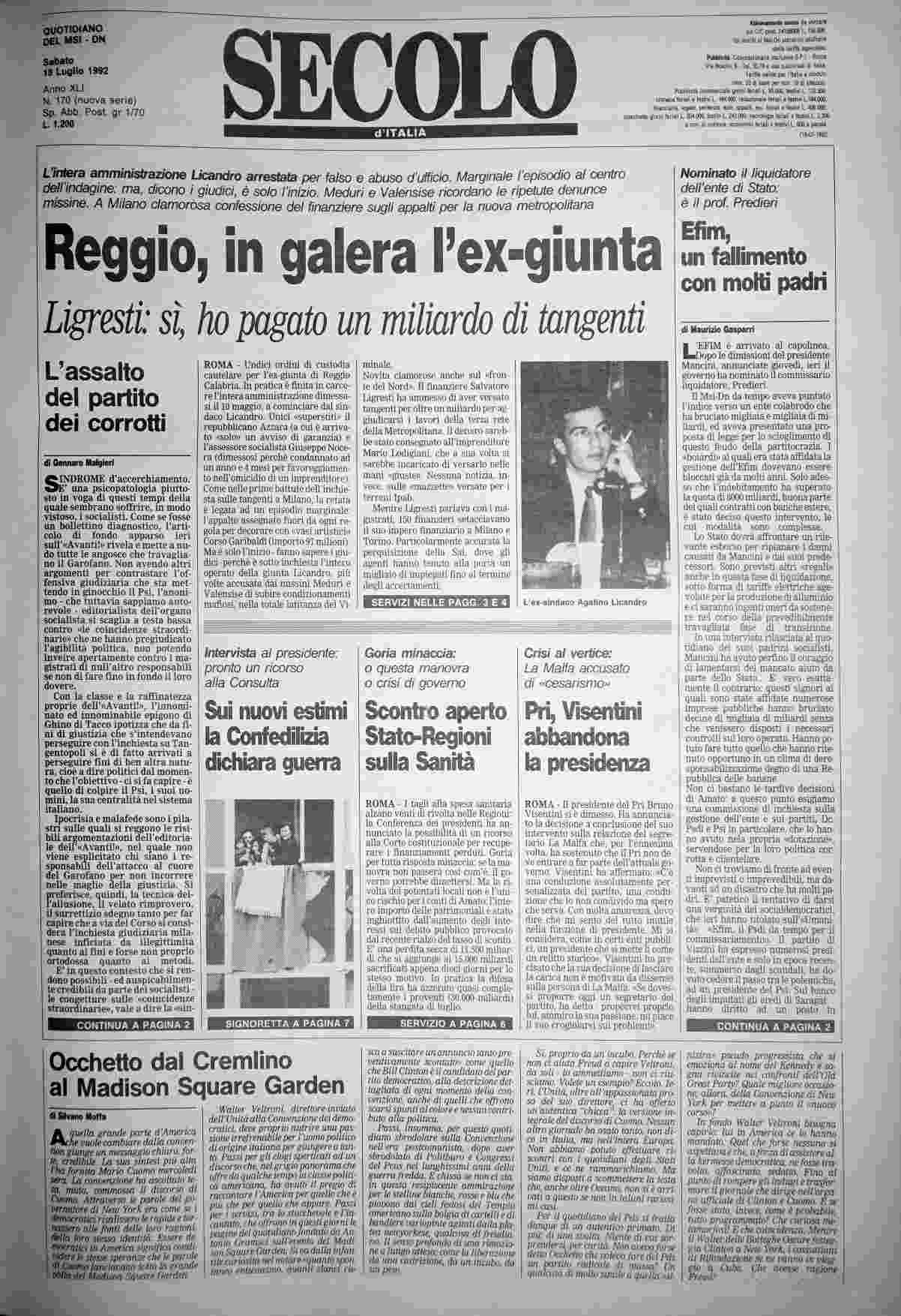sabato 18 luglio 1992