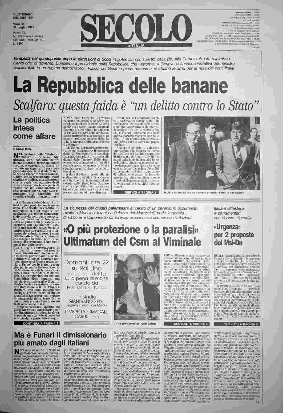 venerdì 31 luglio 1992