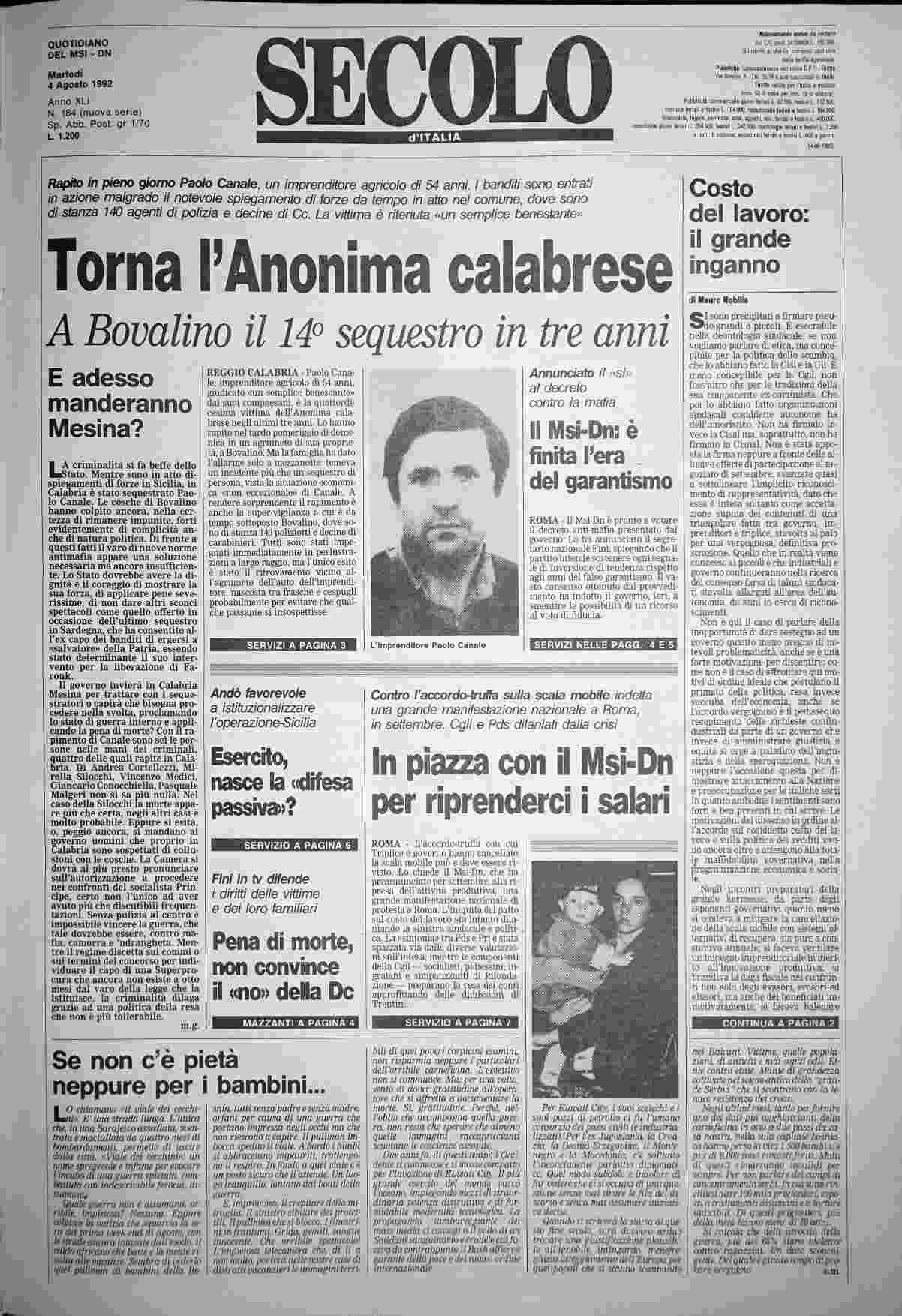 martedì 4 agosto 1992