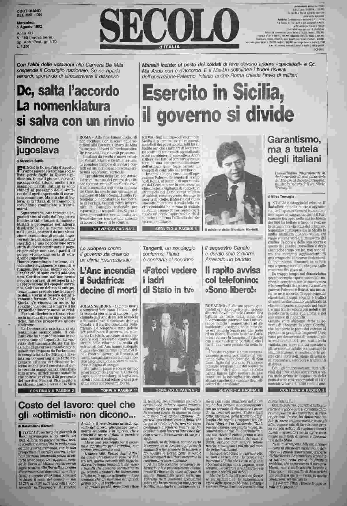 mercoledì 5 agosto 1992