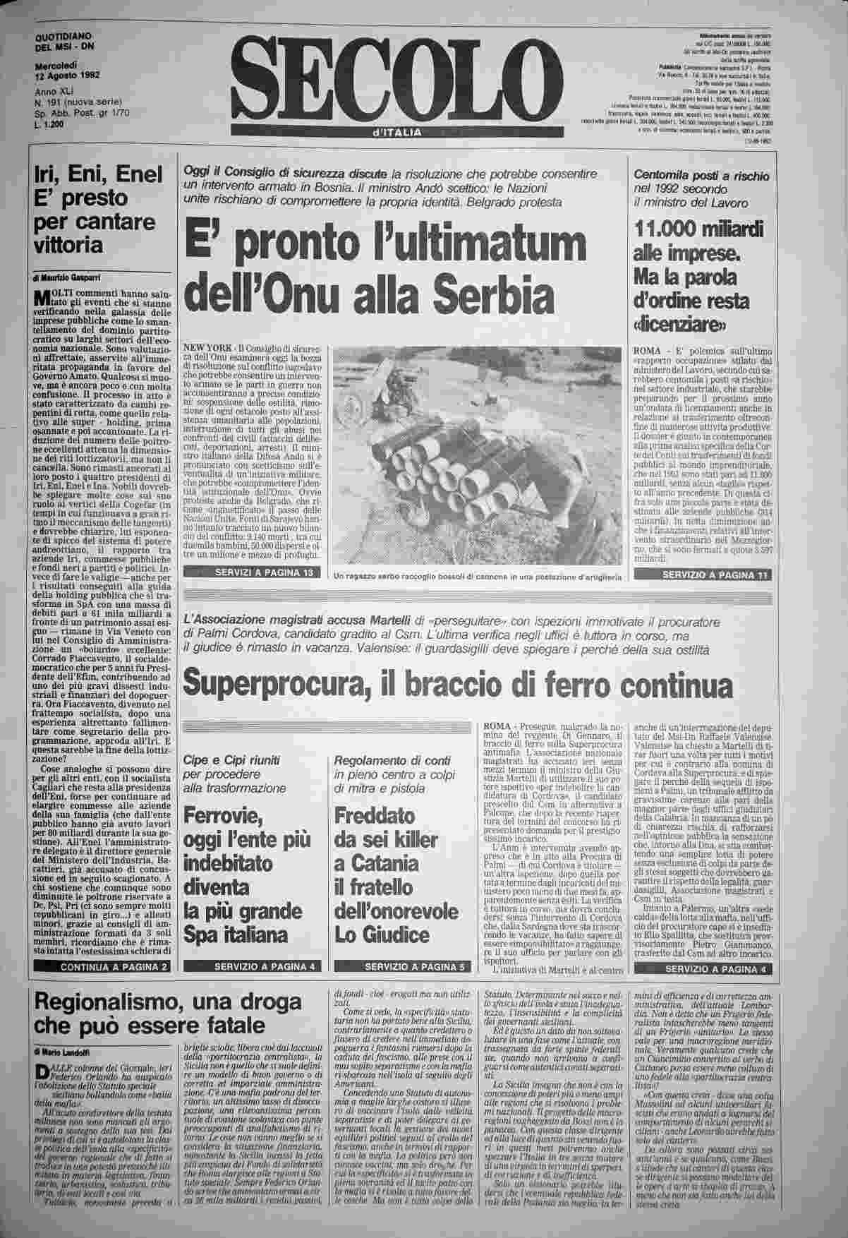 mercoledì 12 agosto 1992