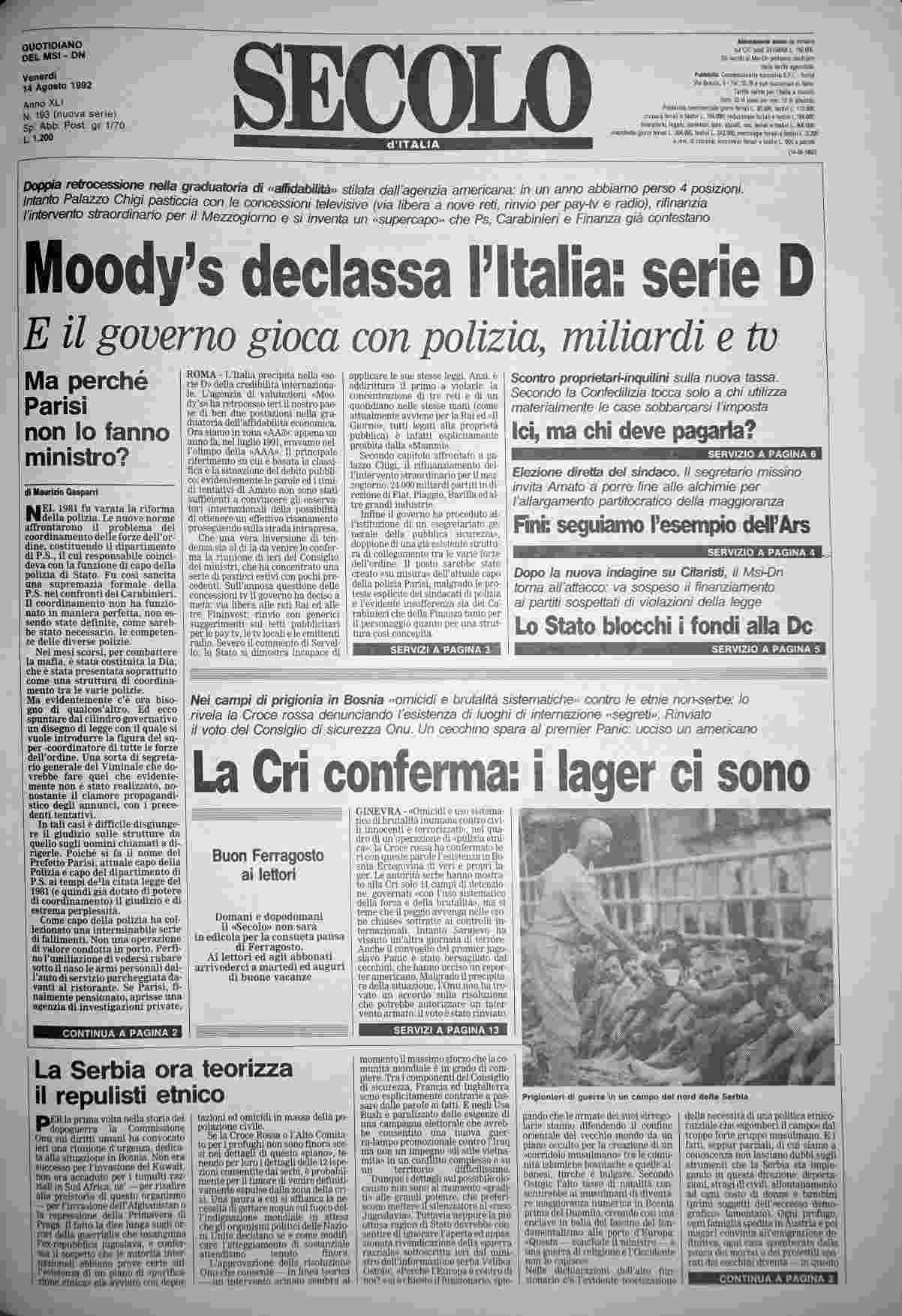 venerdì 14 agosto 1992