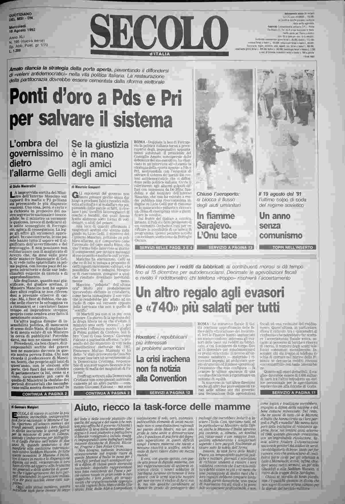 mercoledì 19 agosto 1992
