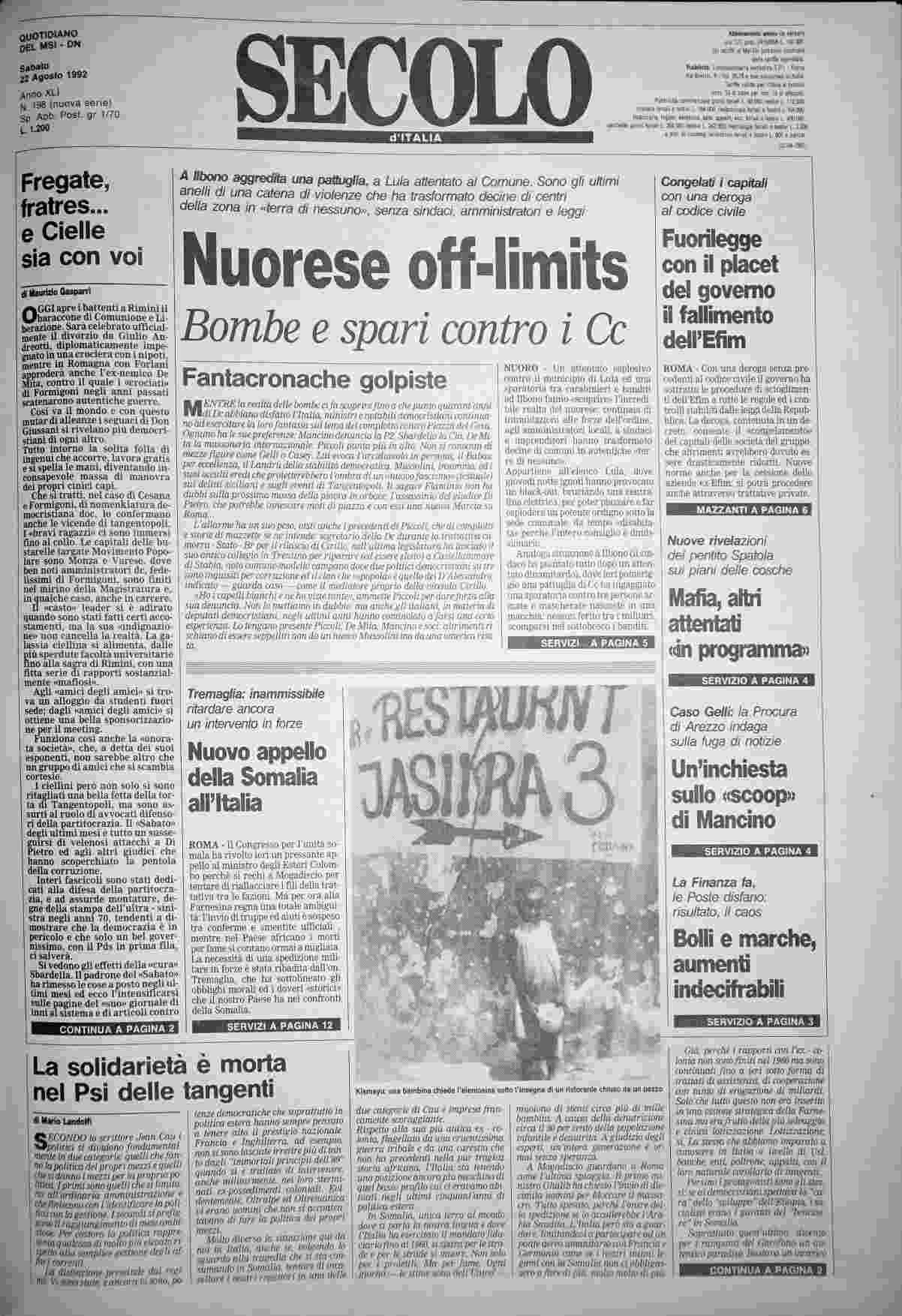 sabato 22 agosto 1992
