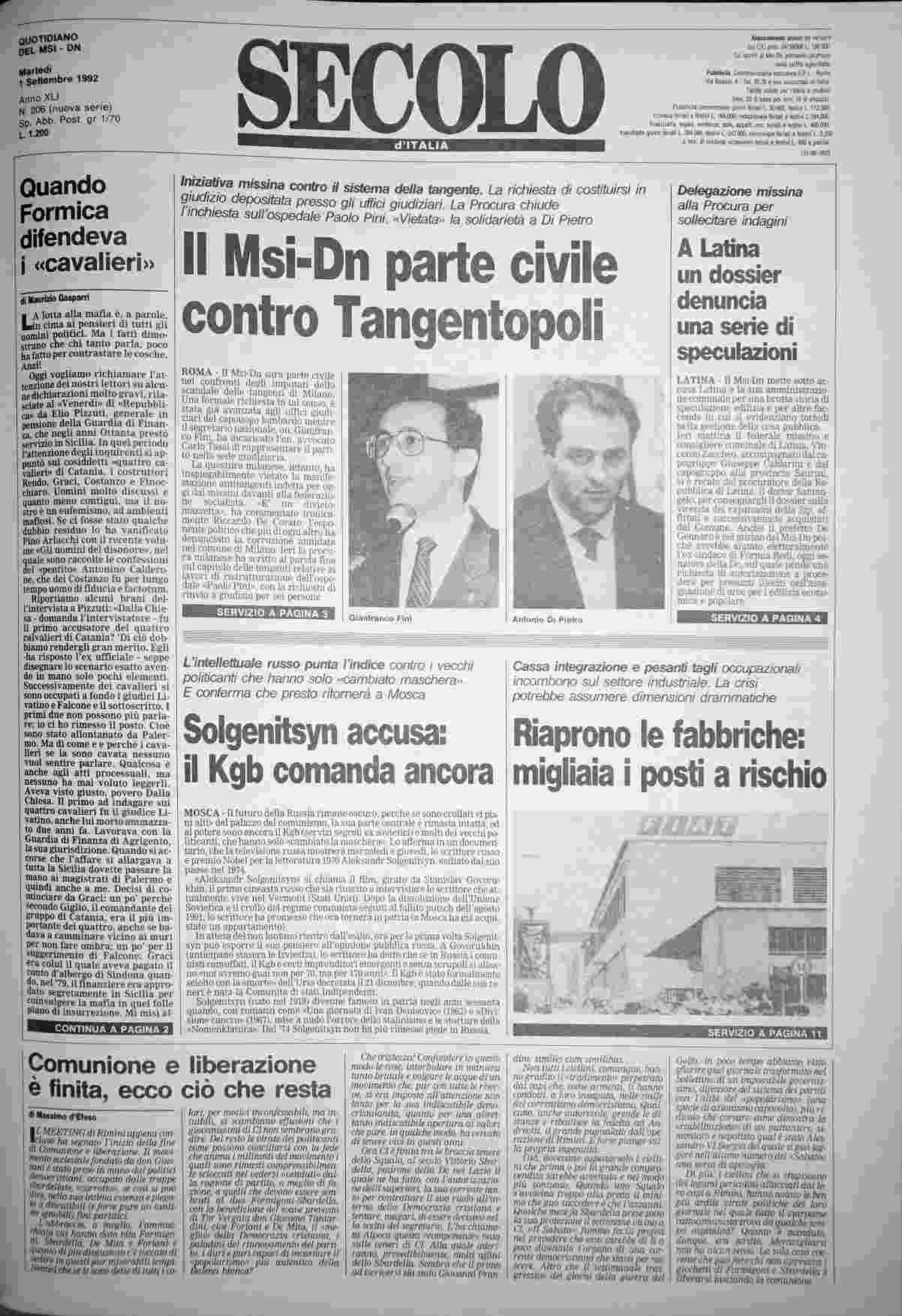 martedì 1 settembre 1992