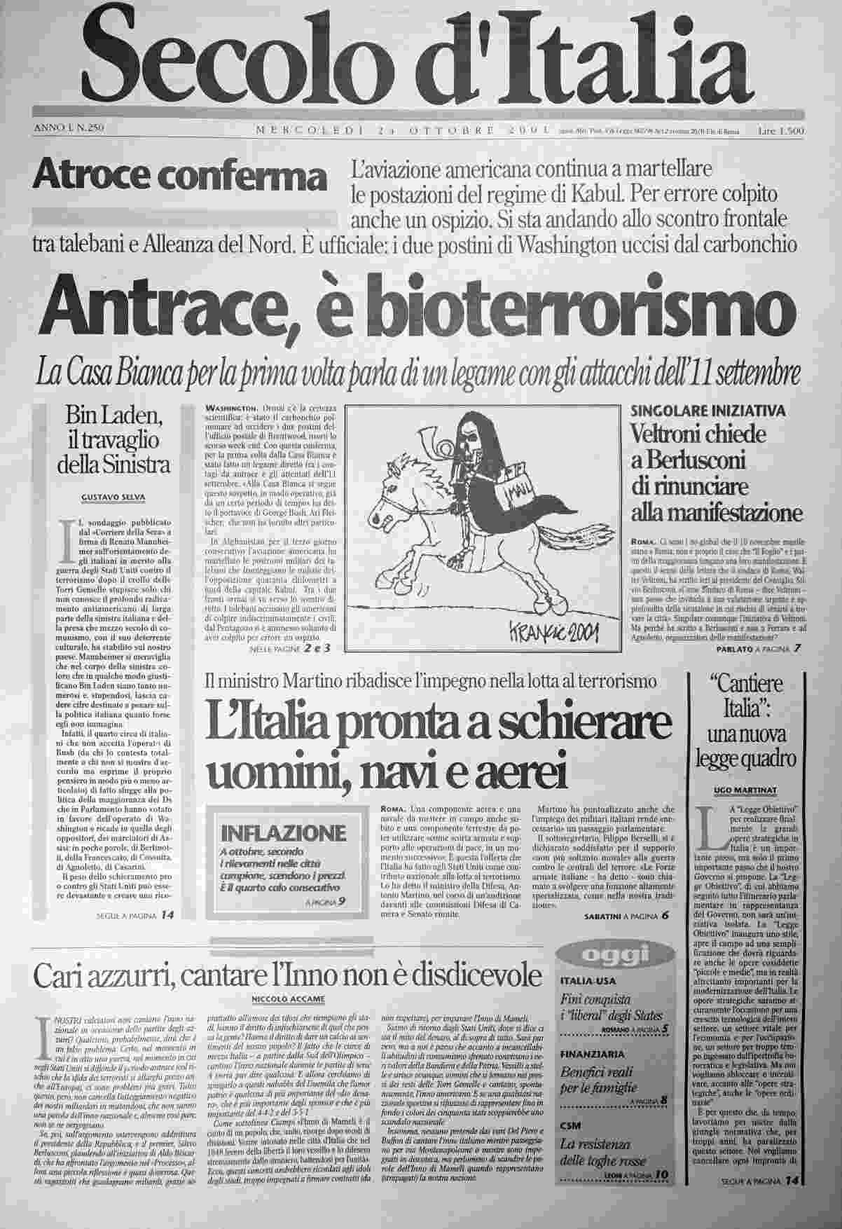 mercoledì 24 ottobre 2001