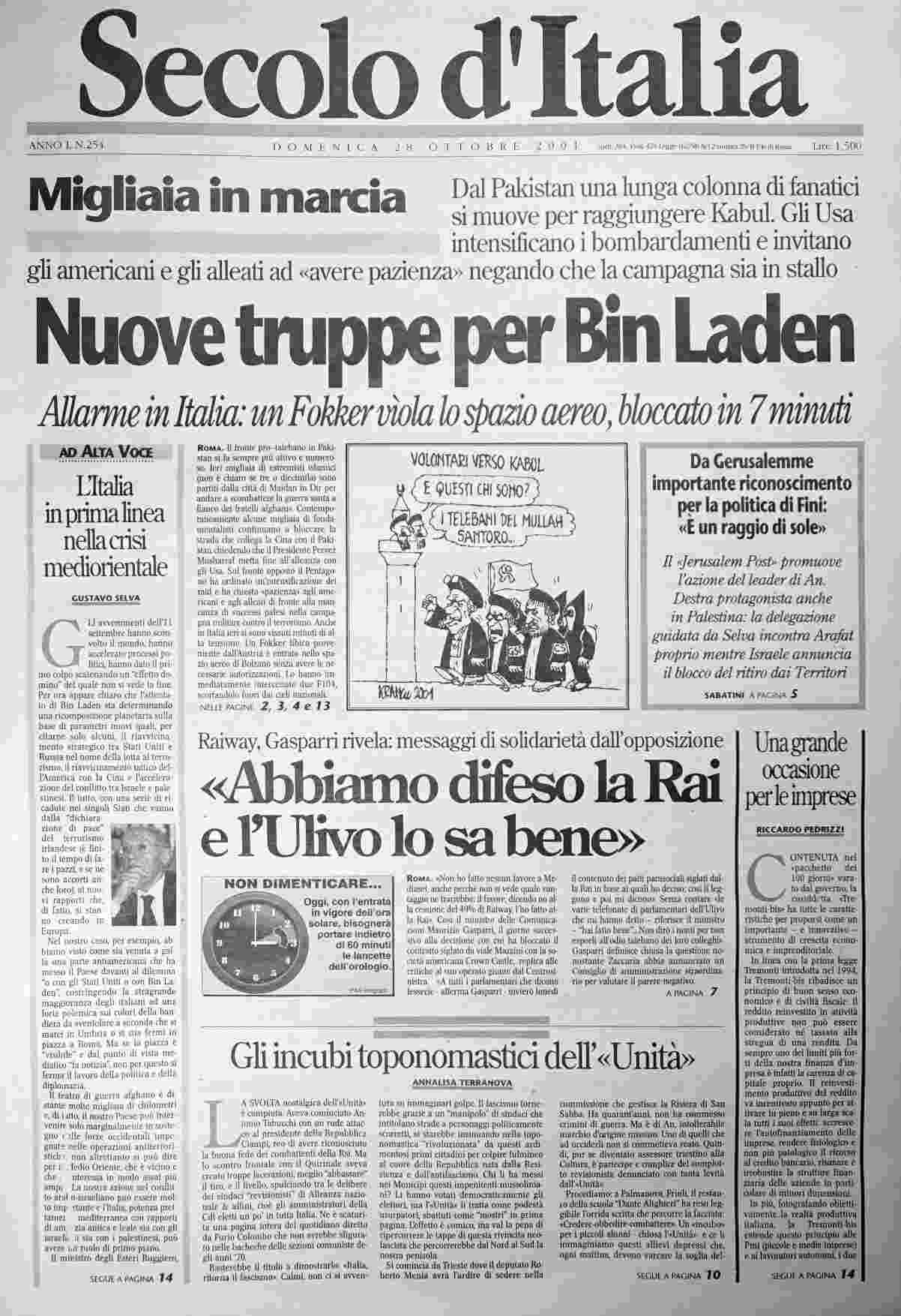 domenica 28 ottobre 2001