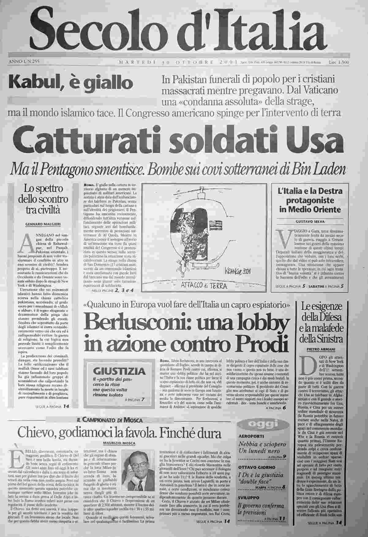 martedì 30 ottobre 2001