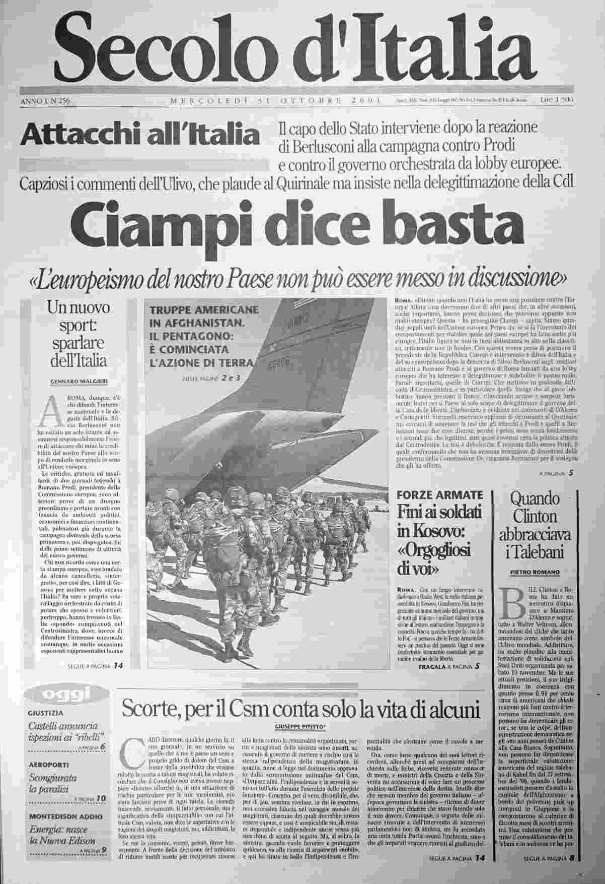 mercoledì 31 ottobre 2001