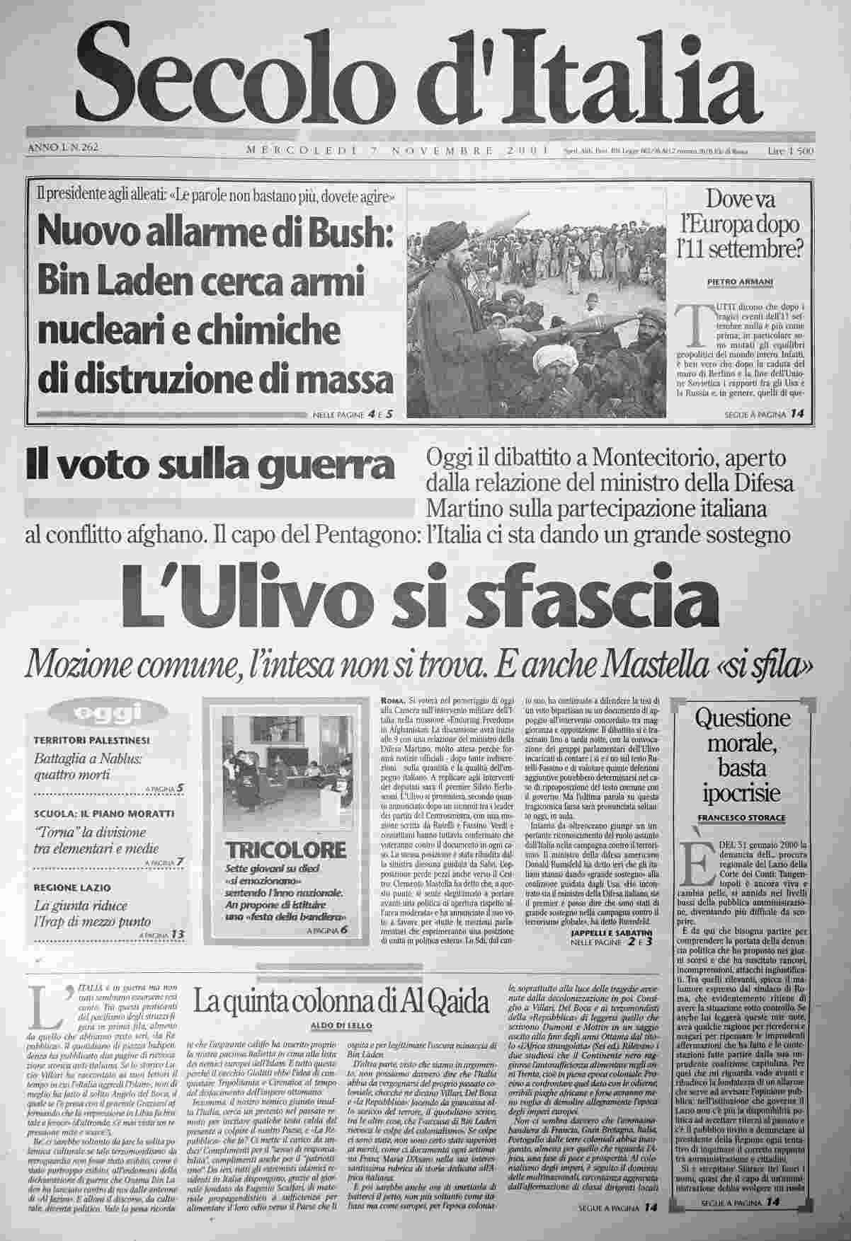mercoledì 7 novembre 2001
