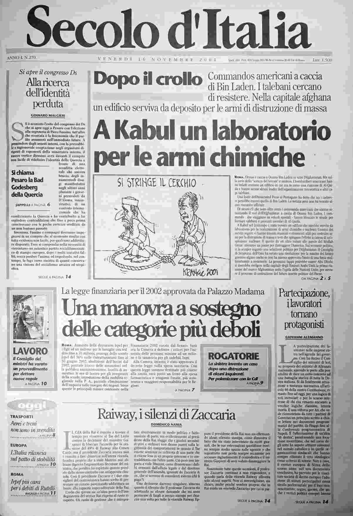 venerdì 16 novembre 2001