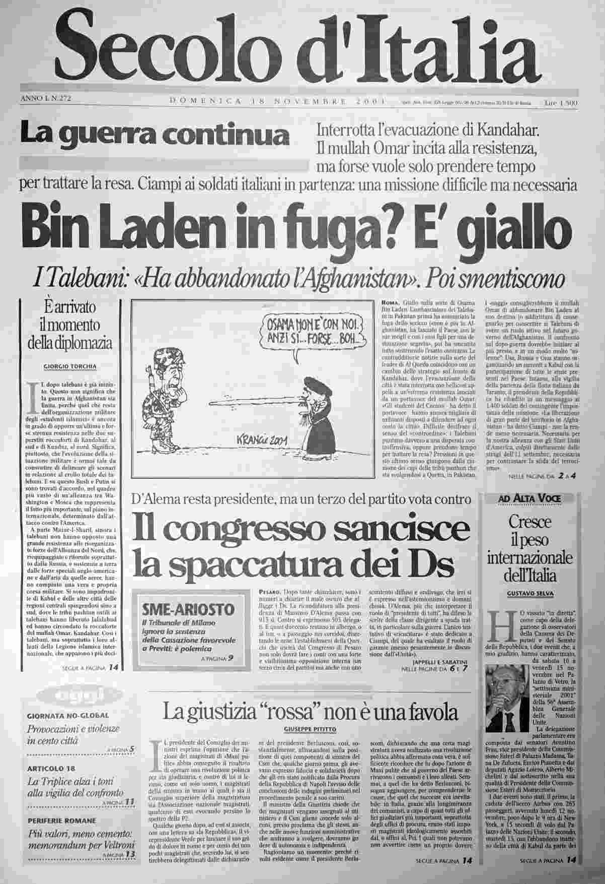 domenica 18 novembre 2001