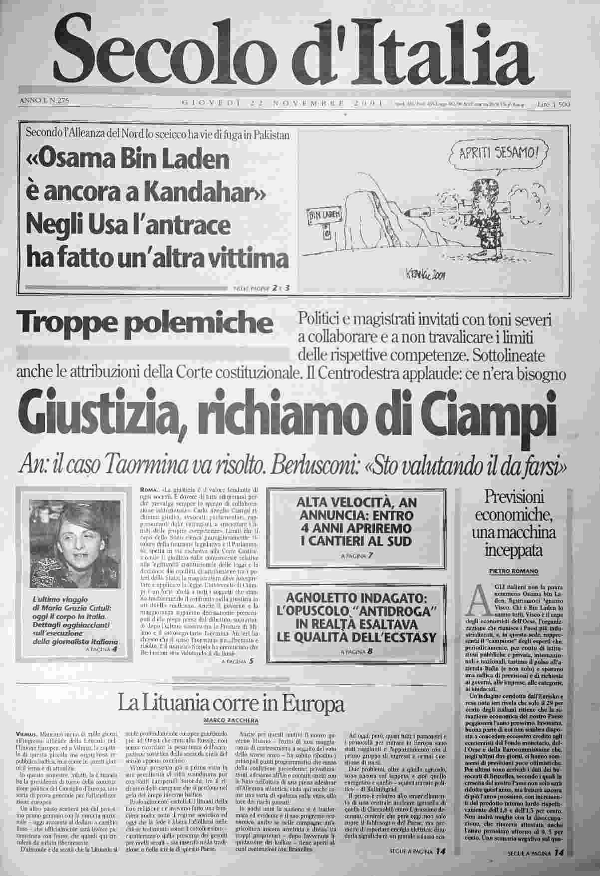 giovedì 22 novembre 2001