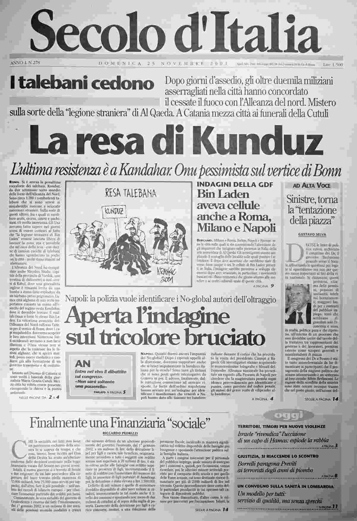 domenica 25 novembre 2001