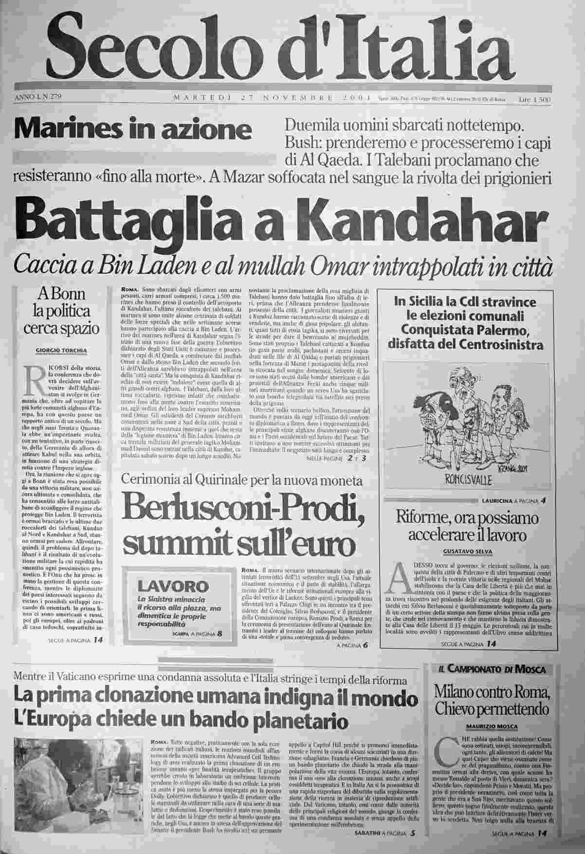 martedì 27 novembre 2001