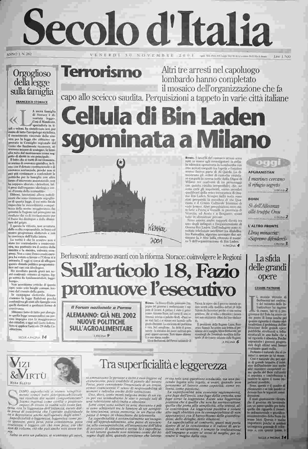 venerdì 30 novembre 2001